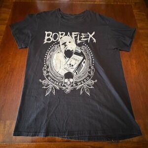 Bobaflex Whiskey & Weed T-Shirt Men's L Metal Rock Band Merch Skull Concert Tee